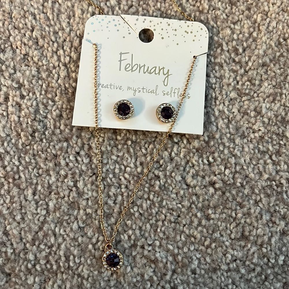 Charming Charlie birthstone necklace and earring set
